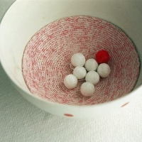 One Strawberry, The Rest Is Milk, 2002 (crocheting, bowl) 