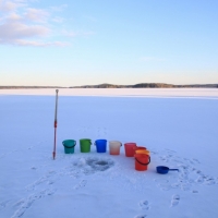 Vettä avannosta / Water, 2016 (photo, by our island cabin)